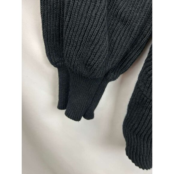 FP Beach Women's M Ribbed Black Knit Sweater Button-Up Long Sleeve Romper - Picture 11 of 13